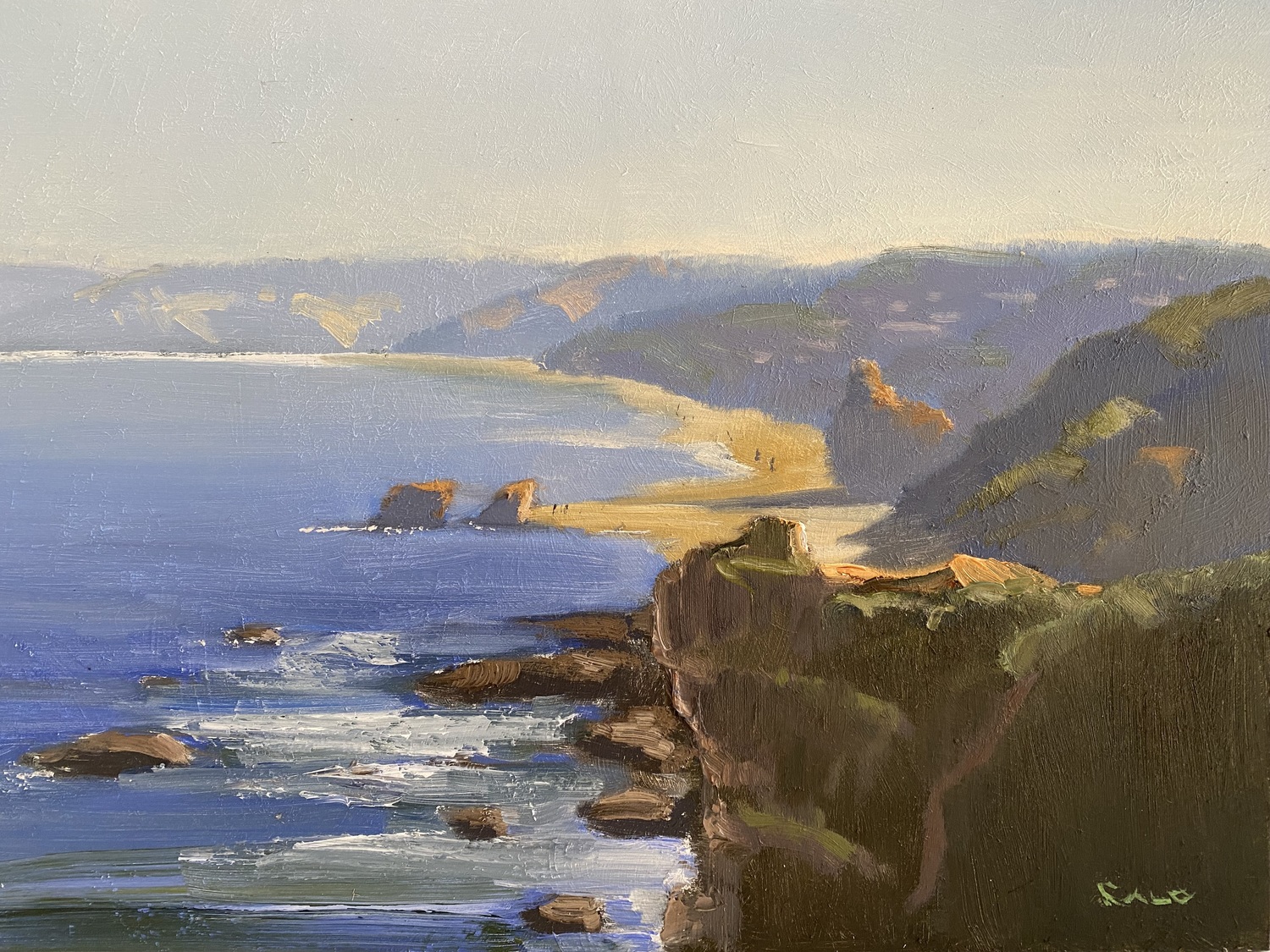'View to Aireys Inlet  (Framed in light oak)