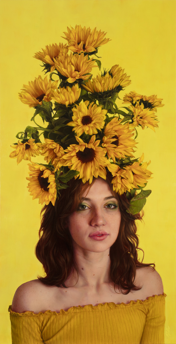 Wearing Sunflowers  (Ornamental Frame)
