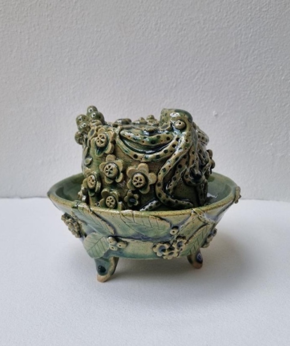 Sea creatures frog and rowan bowl  (Frog $400 Bowl $300 or as a Pair $650)