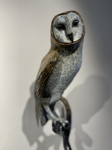 Owl bronze sculpture with multi-coloured patina 4/25