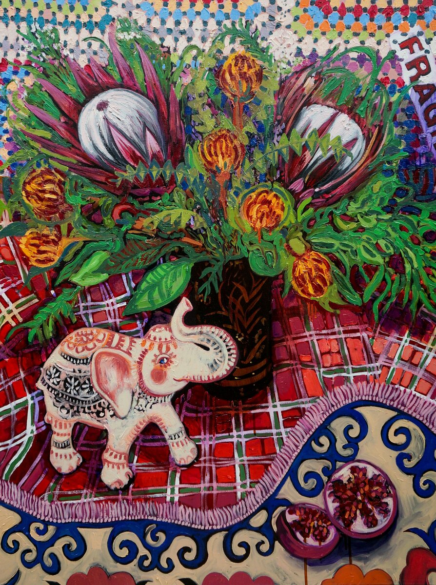 A Fertile Arrangement (with White Elephant and Tartan)